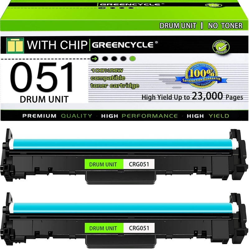 Greencycle 051 CRG051 Compatible Replacement for Canon 051 Drum Unit 2170C001 Drum Kit use for LaserJet Pro MF267dw Drum MF269dw Drum LBP162dw MF264dw LBP160 MF260 Printer(2-Pack) - Image 1